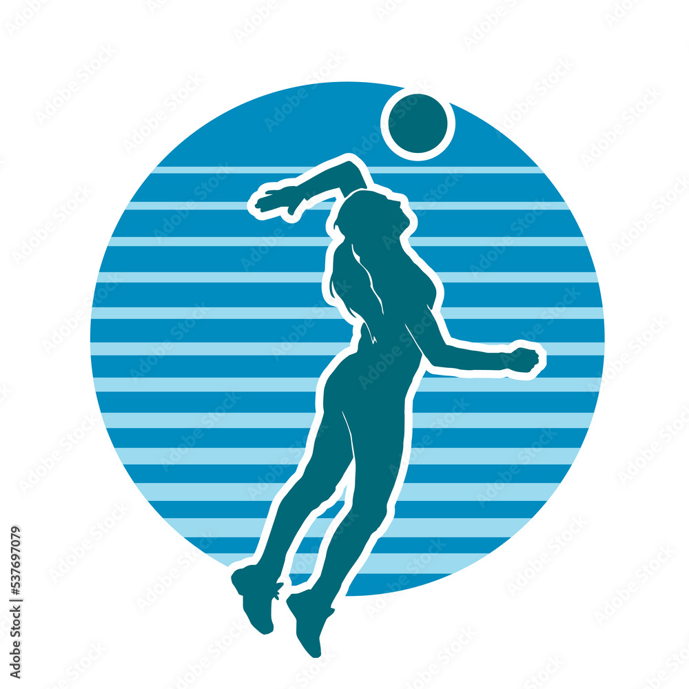Female volleyball athlete vector silhouette Female volleyball athlete vector silhouette