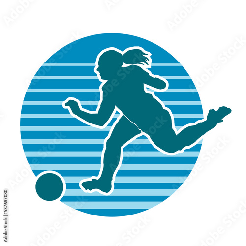 Female football player vector solid silhouette