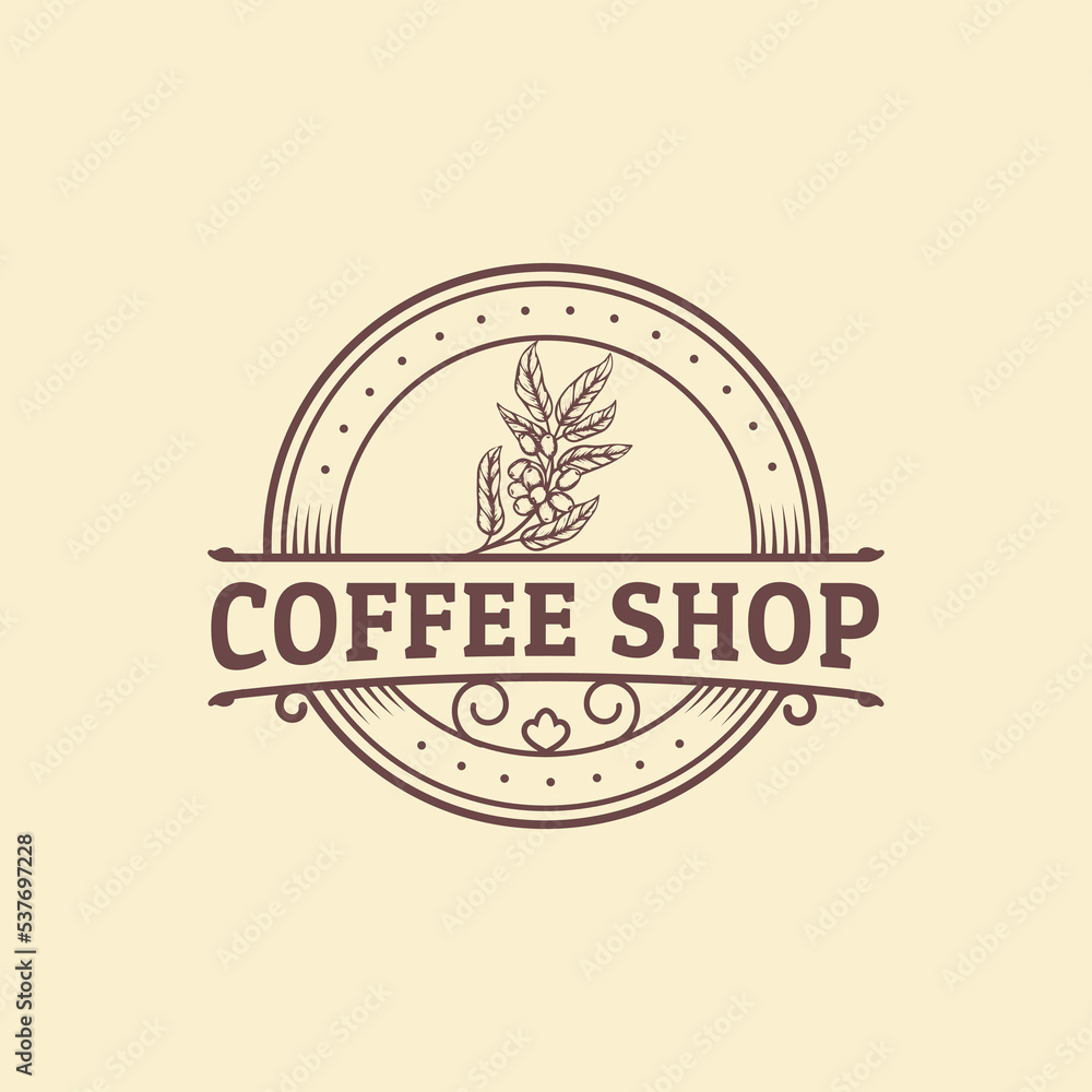 Obraz premium Coffee, Coffe Shop, Cafe Logo, vintage badges coffee shop, Retro coffee logo, and emblems logo. 