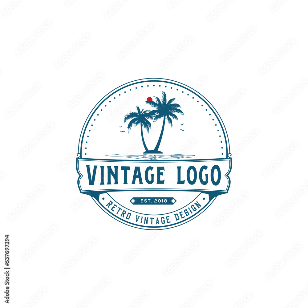 beach logo, vector design, sea logo with illustration