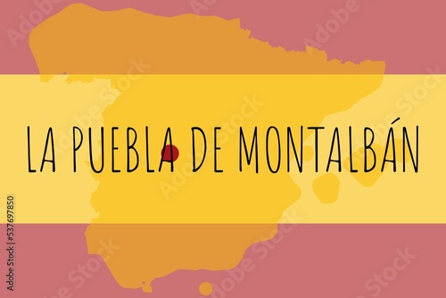La Puebla de Montalbán: Illustration mit dem Namen der spanischen Stadt La Puebla de Montalbán photo