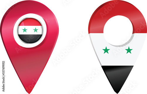 Destination pin icon with Syria flag.Location red map marker