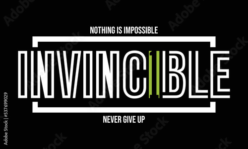 Invincible Quotes lettering motivated typography design in vector illustration. tshirt apparel and other uses photo