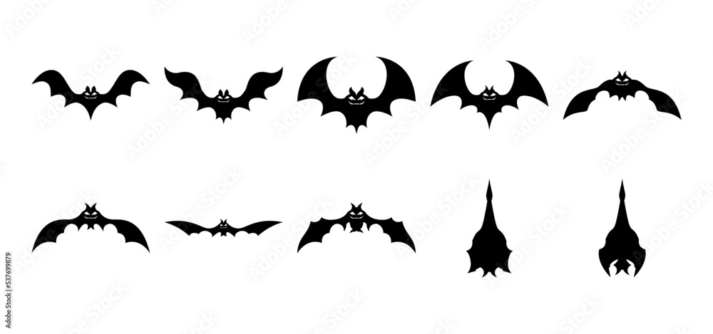 Naklejka premium Bat silhouette set collection great for part of a design with a Halloween theme