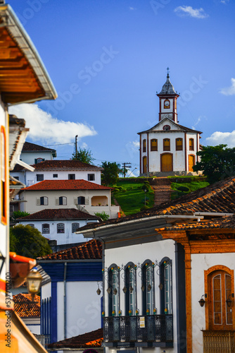 The Igreja de Santa Rita church and the historic streets of the small town of Serro, a remote colonial gem near Diamantina, Minas Gerais state, Brazil photo