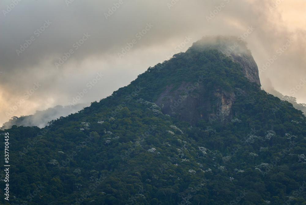 Dramatic clouds on the Pico do Andaraí Maior peak above the dense Atlantic rainforest of the Tijuca National Park, Rio de Janeiro, Brazil Dramatic clouds on the Pico do Andaraí Maior peak above the dense Atlantic rainforest of the Tijuca National Park, Rio de Janeiro, Brazil