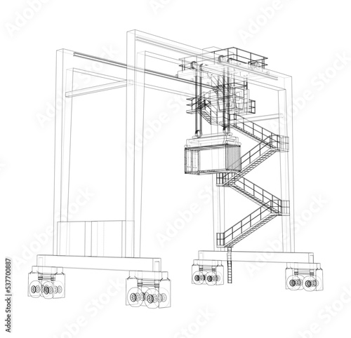Port cargo crane. Vector