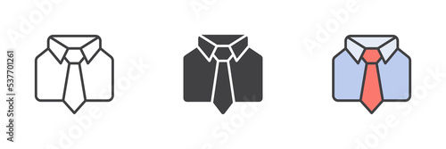 Shirt and tie different style icon set