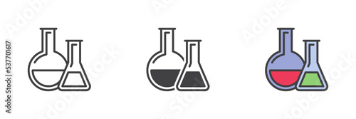 Test tubes different style icon set