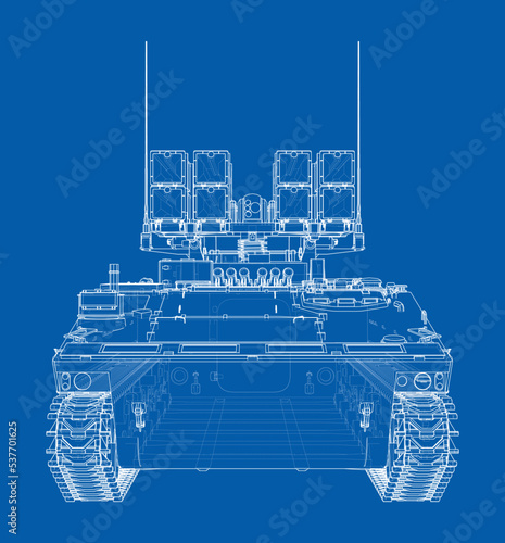 Military track missle system. Vector