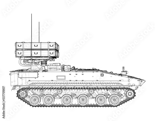 Military track missle system. Vector