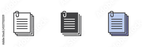Clip document files different style icon set