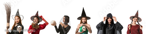 Set of young witches isolat...