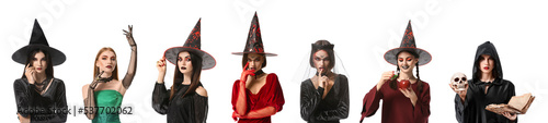Set of young witches isolat...