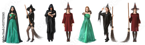 Set of young witches isolat...