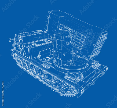 Military track missle system. Vector