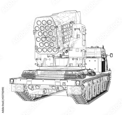 Military track missle system. Vector