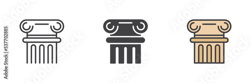 Ancient column different style icon set