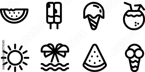 Summer, vacation, beach line icons set. Thin line icons set. Simple vector icons eps10