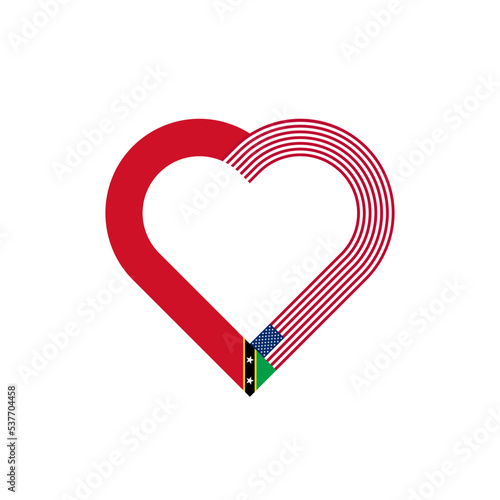 friendship concept. heart ribbon icon of saint kitts and united states of america flags. vector illustration isolated on white background