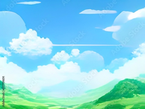 blue sky and clouds 2D anime Background 