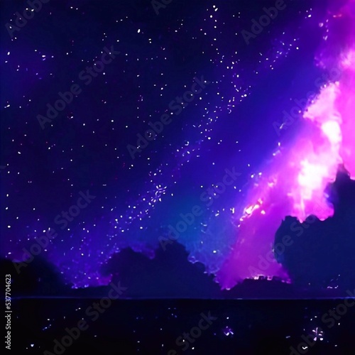 starry night sky 2D anime Background 