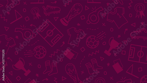 Soccer background illustration design with red football icon pattern concept