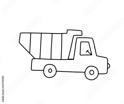 Cute truck icon. Outline doodle vector illustration isolated on white