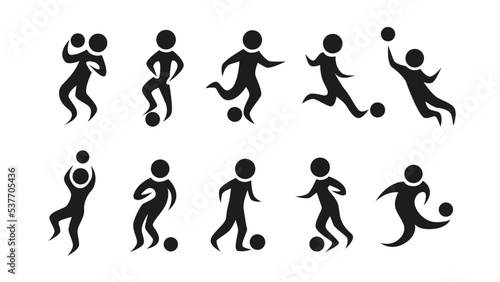 Football soccer icon vector illustration collection with various skinny man pose