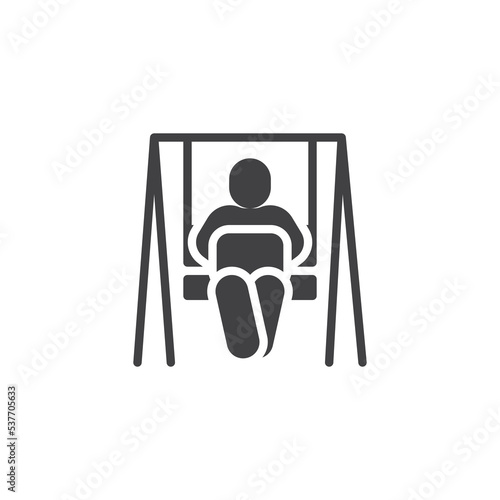 Man sit on a swing with laptop vector icon