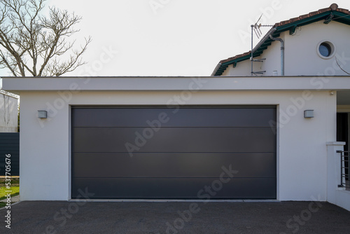 sectional modern garage double door design grey home facade
