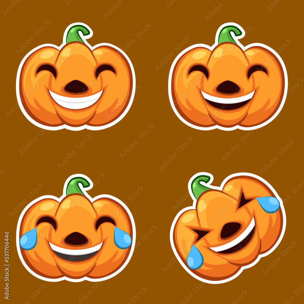 halloween cute pumpkin emoticon vector illustration 1 Stock Vector ...