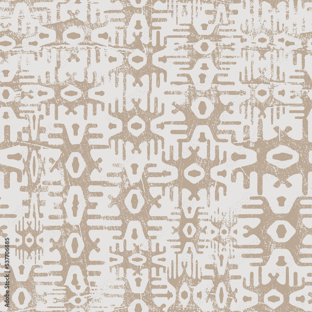 Trendy Ethnic tribal Kilim motifs textile texture seamless pattern in patchwork style. Embroidered print for carpet, rug, scarf cloth wallpaper floor covering wrapping paper tile design illustration. 