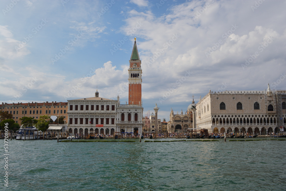 Piazza San Marco with Campanile and Doge Palace seen from the lagoon, Venice, Italy