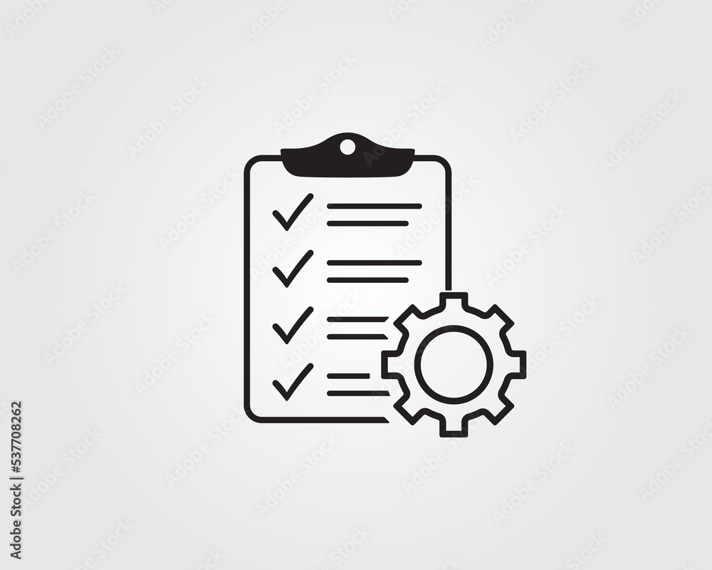 clipboard gear project management icon vector clipboard gear project management icon vector