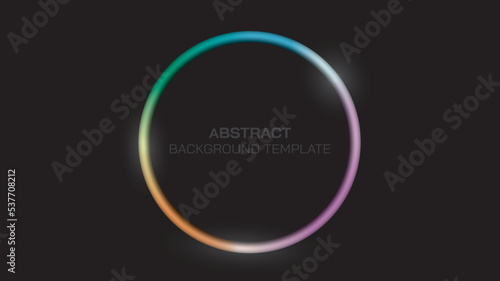 Colorful neon circle frame with shining effects template on black background. Vintage 3d render of a glowing label.
