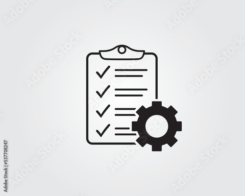 clipboard gear project management icon vector © premium design
