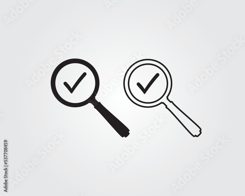 magnifying glass check mark icon vector