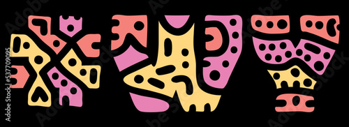 WY Hashtag. Doodle isolate text. Colored curves decorative doodle letters. Hashtag #WY is abbreviation for the US American state Wyoming for print, booklet, banner, flyer.