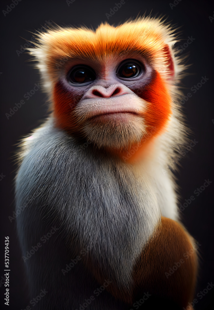 Yunnan snub-nosed monkey in cartoon style Yunnan snub-nosed monkey in cartoon style