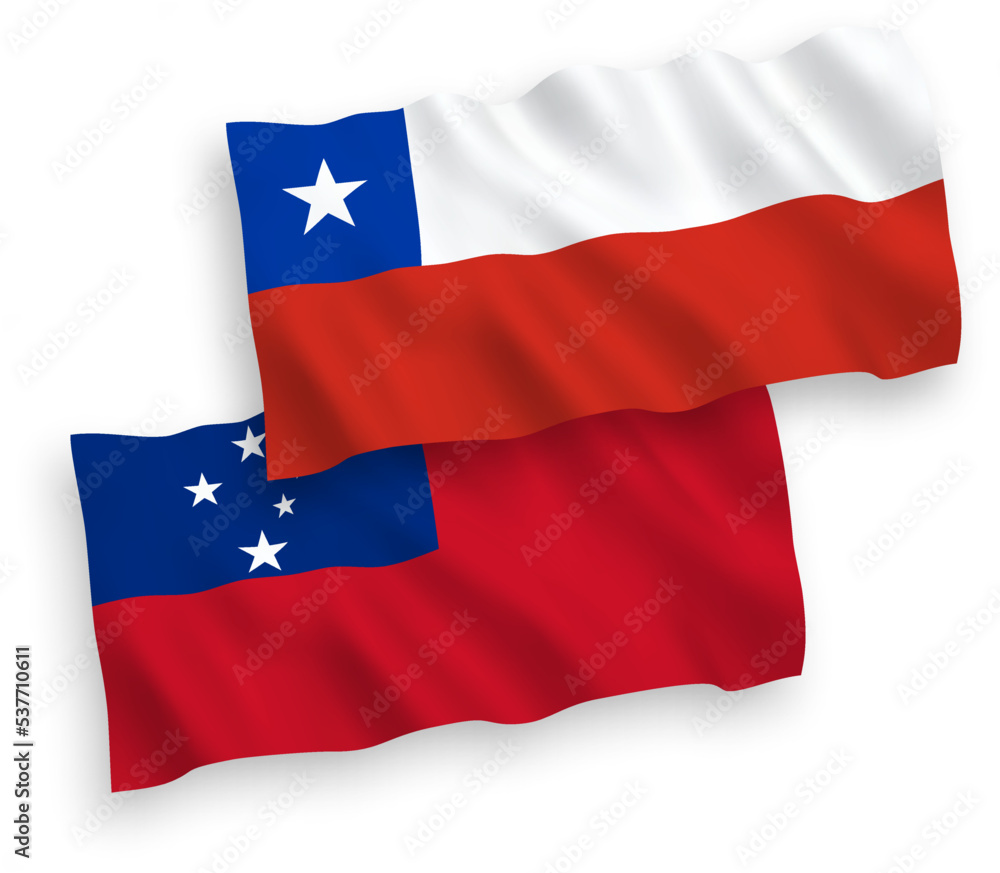 Flags of Independent State of Samoa and Chile on a white background Flags of Independent State of Samoa and Chile on a white background