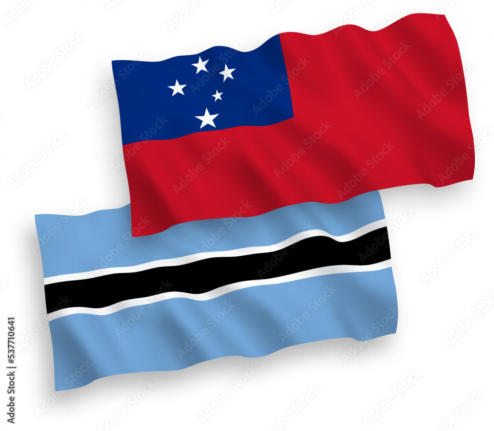 Flags of Independent State of Samoa and Botswana on a white background Flags of Independent State of Samoa and Botswana on a white background
