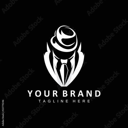 Mafia Logo Design, Tuxedo Suit Icon, Vector Businessman, Logo Detective, Brand Label