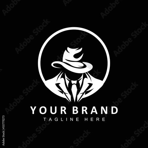 Mafia Logo Design, Tuxedo Suit Icon, Vector Businessman, Logo Detective, Brand Label