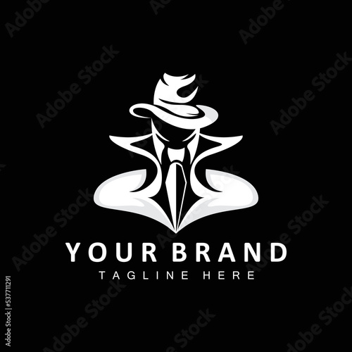 Mafia Logo Design, Tuxedo Suit Icon, Vector Businessman, Logo Detective, Brand Label