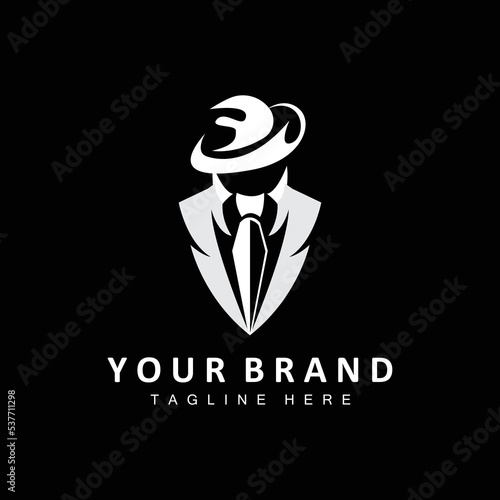 Mafia Logo Design, Tuxedo Suit Icon, Vector Businessman, Logo Detective, Brand Label