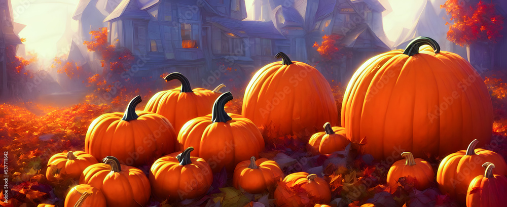 Fototapeta premium Artistic concept painting of a pumpkins vegetables , background illustration.