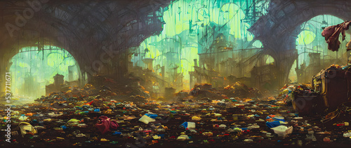 Artistic concept painting of a garbage on the ground , background illustration.