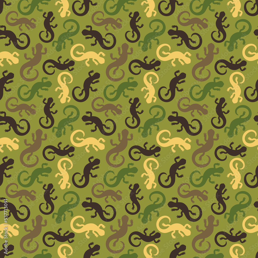 Seamless pattern with lizard. Camouflage vector background.