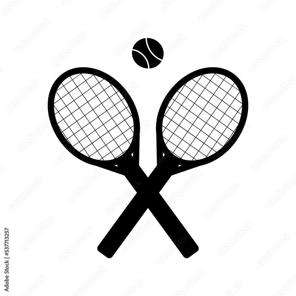 Tennis rackets and a ball. Tennis and ball icon in fashionable flat style, highlighted on a white background. A sports symbol for your web design, logo, user interface. Vector illustration. Tennis rackets and a ball. Tennis and ball icon in fashionable flat style, highlighted on a white background. A sports symbol for your web design, logo, user interface. Vector illustration.